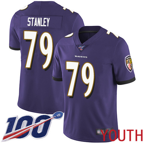 Baltimore Ravens Limited Purple Youth Ronnie Stanley Home Jersey NFL Football #79 100th Season Vapor Untouchable->women nfl jersey->Women Jersey